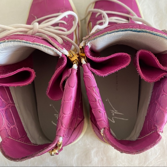 giuseppe zanotti pink croc high top sneakers - Picture 6 of 8